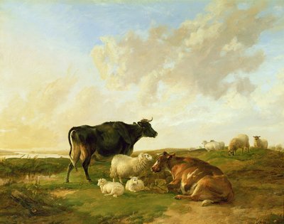 Landscape with Cows and Sheep, 1850 by Thomas Sidney Cooper